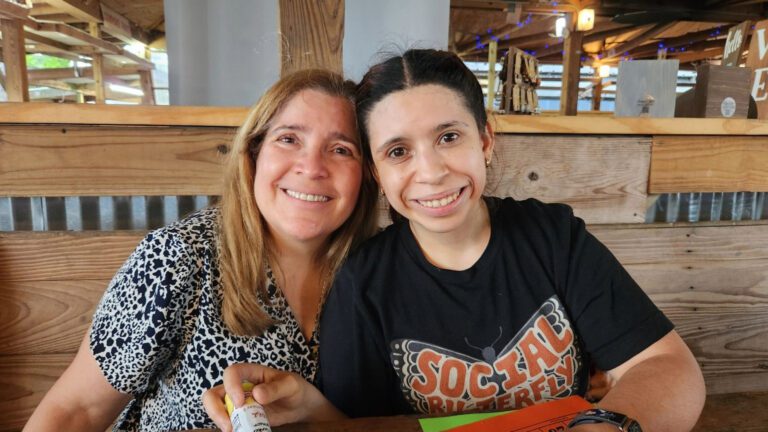 mom and daughter at inspire nd sensory friendly bingo