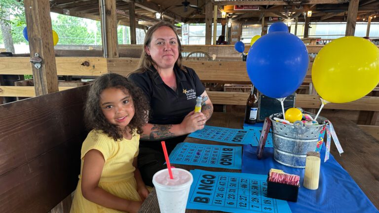 mom and daughter playing bingo